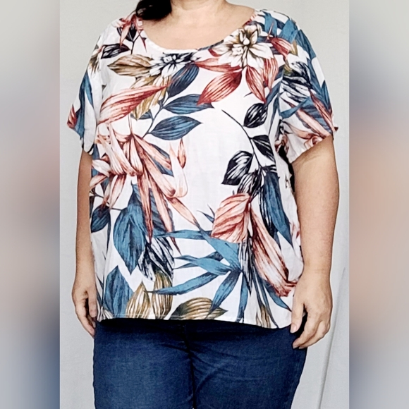 C&C California Tops - C&C California Women's 100% Linen Tropical Blouse Flowy Oversize 3XL
